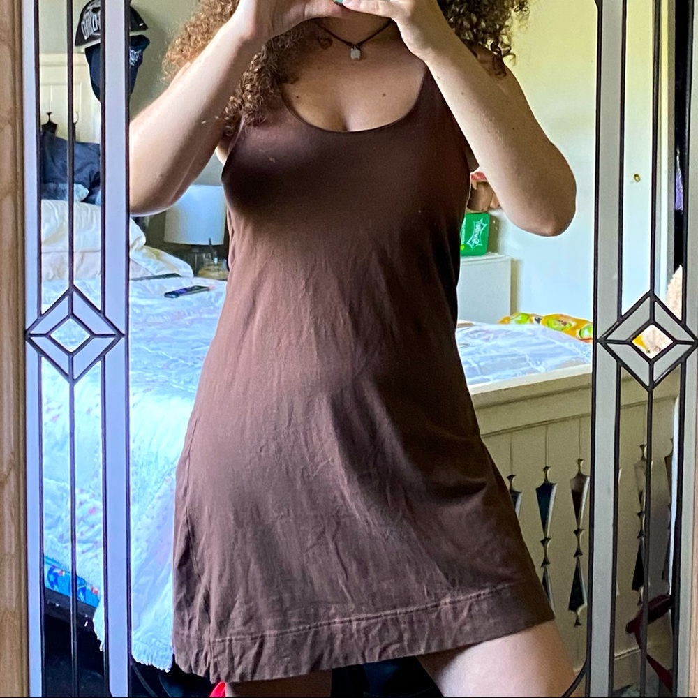 Casual Brown Razorback Mini Dress